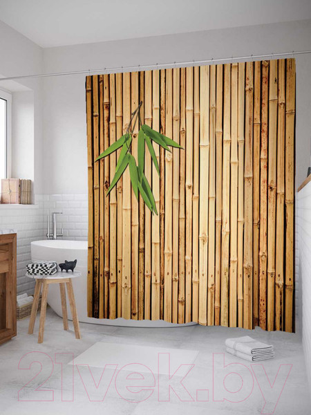 Изображение товара Шторка-занавеска для ванны JoyArty Листья бамбука / sc_5291