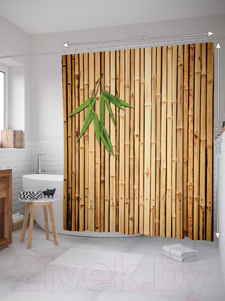 Изображение товара Шторка-занавеска для ванны JoyArty Листья бамбука / sc_5291