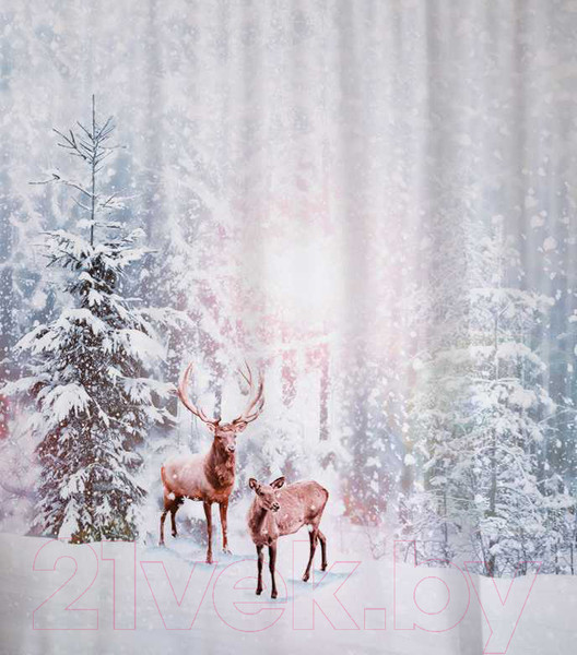 Изображение товара Шторка-занавеска для ванны JoyArty Олени в снегу / sc_78647