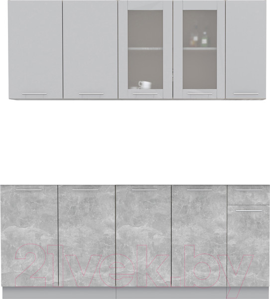 Изображение товара Кухонный гарнитур Интерлиния Мила 19 (серебристый/бетон/бискайская сосна)