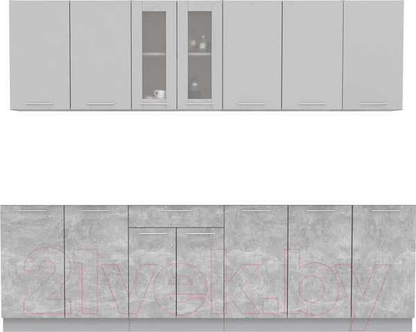 Изображение товара Кухонный гарнитур Интерлиния Мила 26 (серебристый/бетон/бискайская сосна)