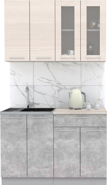 Изображение товара Кухонный гарнитур Интерлиния Мила 12 (вудлайн кремовый/бетон/бискайская сосна)
