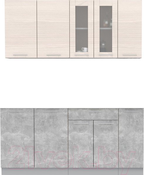 Изображение товара Кухонный гарнитур Интерлиния Мила 17 (вудлайн кремовый/бетон/бискайская сосна)