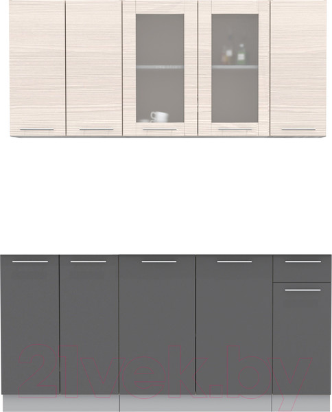 Изображение товара Кухонный гарнитур Интерлиния Мила 17-60 (вудлайн кремовый/антрацит/бискайская сосна)