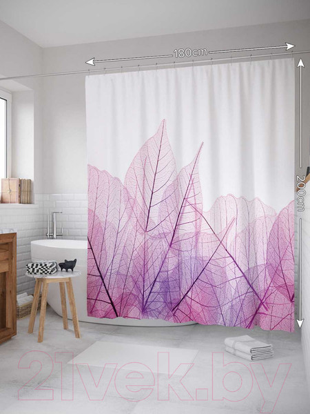 Изображение товара Шторка-занавеска для ванны JoyArty Лиственный узор / sc_13293