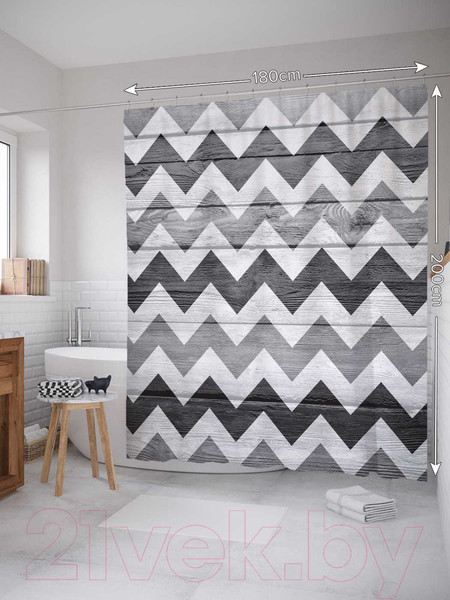 Изображение товара Шторка-занавеска для ванны JoyArty Будничный зигзаг / sc_4316
