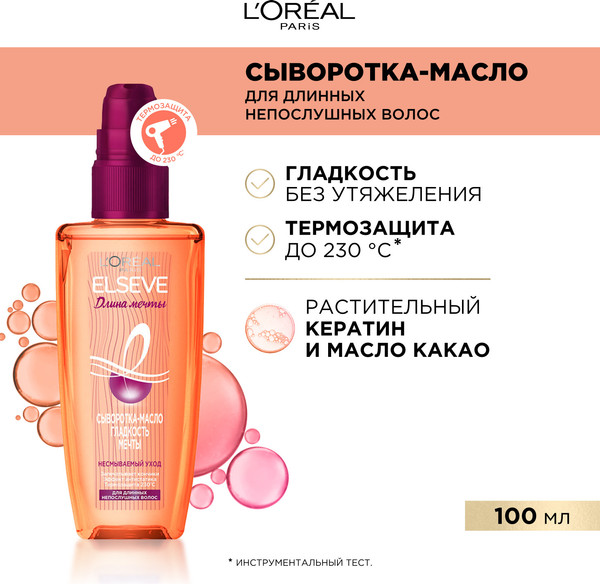 Изображение товара Сыворотка для волос L'Oreal Paris Elseve Длина Мечты Несмываемый уход Для непослушных волос (100мл)