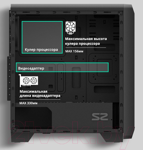 Изображение товара Корпус для компьютера Zalman S2 TG (без БП, черный)