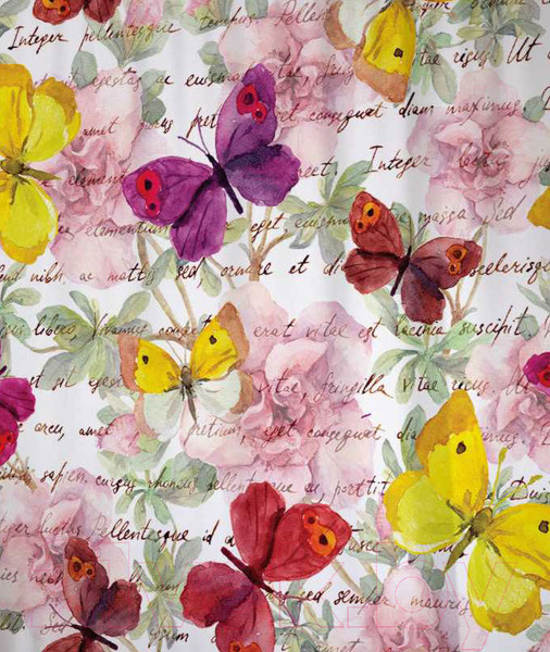 Изображение товара Шторка-занавеска для ванны JoyArty Письмо в бабочках / sc_11030