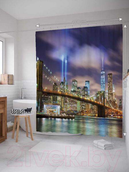 Изображение товара Шторка-занавеска для ванны JoyArty Мост в ночном городе / sc_18069