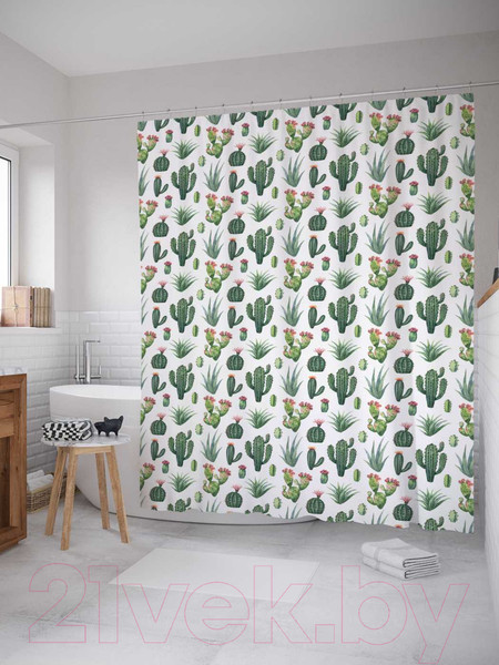 Изображение товара Шторка-занавеска для ванны JoyArty Маленькие кактусы / sc_122816