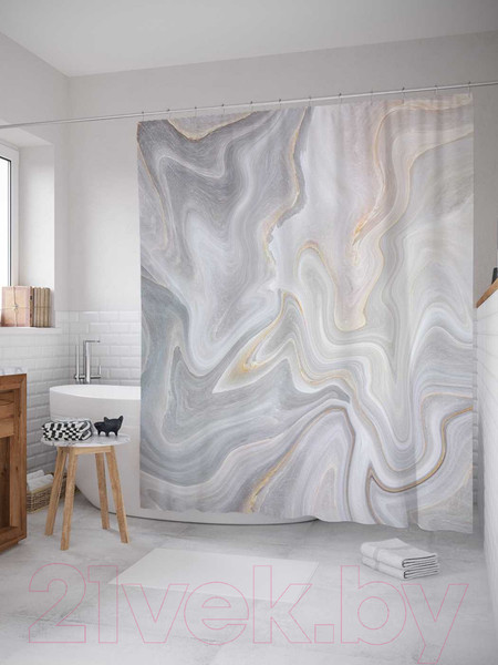 Изображение товара Шторка-занавеска для ванны JoyArty Мраморные волны / sc_37017