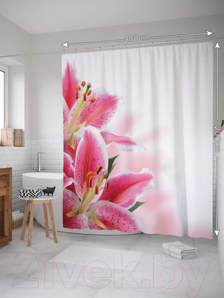 Изображение товара Шторка-занавеска для ванны JoyArty Нежность лилий / sc_55142