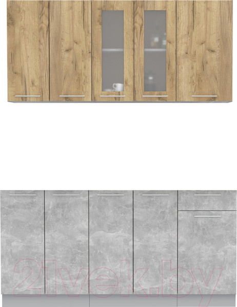 Изображение товара Кухонный гарнитур Интерлиния Мила 16-60 (дуб золотой/бетон/дуб бунратти)