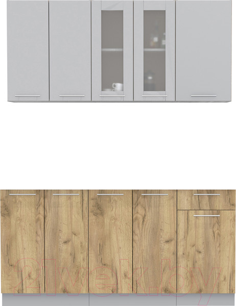 Изображение товара Кухонный гарнитур Интерлиния Мила 16-60 (серебристый/дуб золотой/дуб бунратти)