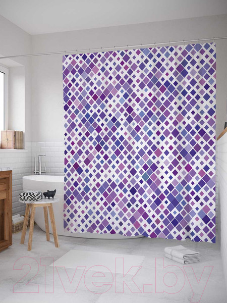 Изображение товара Шторка-занавеска для ванны JoyArty Всеразмерные квадраты / sc_23519