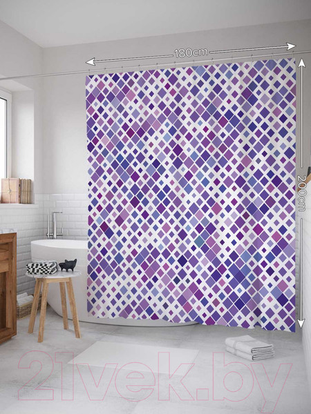 Изображение товара Шторка-занавеска для ванны JoyArty Всеразмерные квадраты / sc_23519