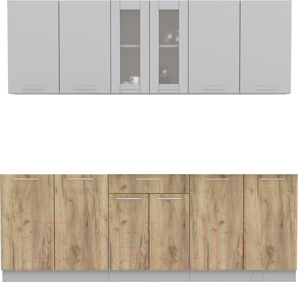 Изображение товара Кухонный гарнитур Интерлиния Мила 22 (серебристый/дуб золотой/дуб бунратти)