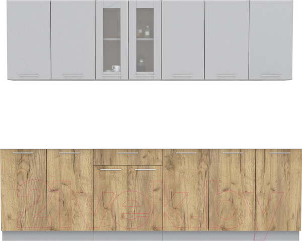 Изображение товара Кухонный гарнитур Интерлиния Мила 26 (серебристый/дуб золотой/дуб бунратти)