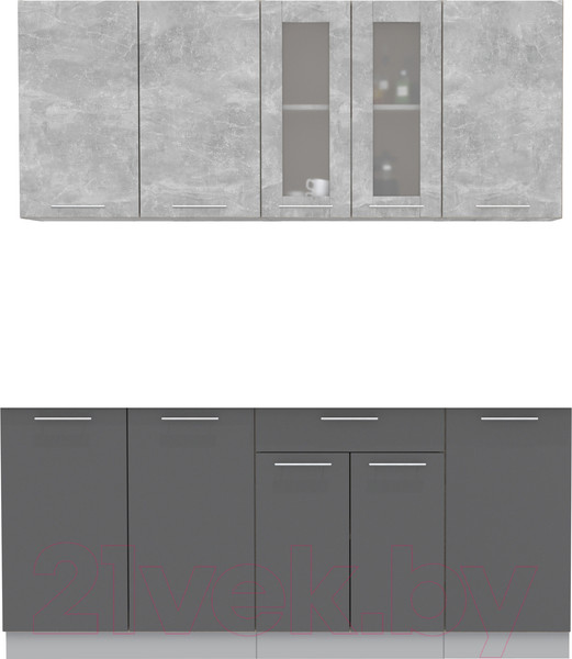 Изображение товара Кухонный гарнитур Интерлиния Мила 18 (бетон/антрацит/травертин)