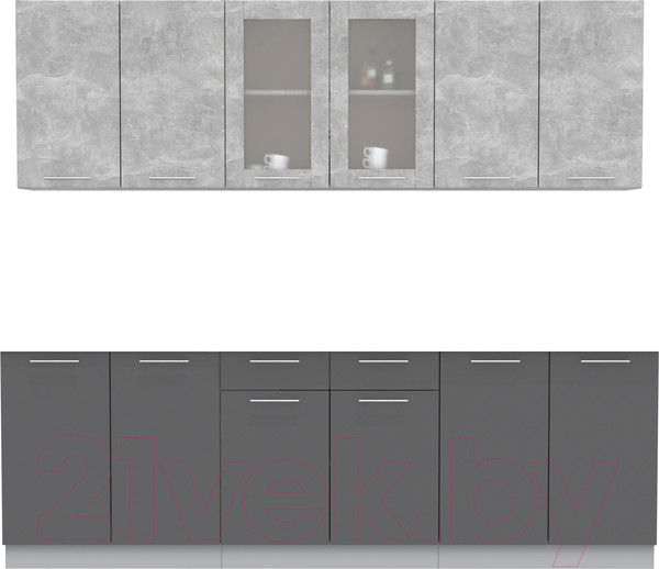 Изображение товара Кухонный гарнитур Интерлиния Мила 24 (бетон/антрацит/травертин)