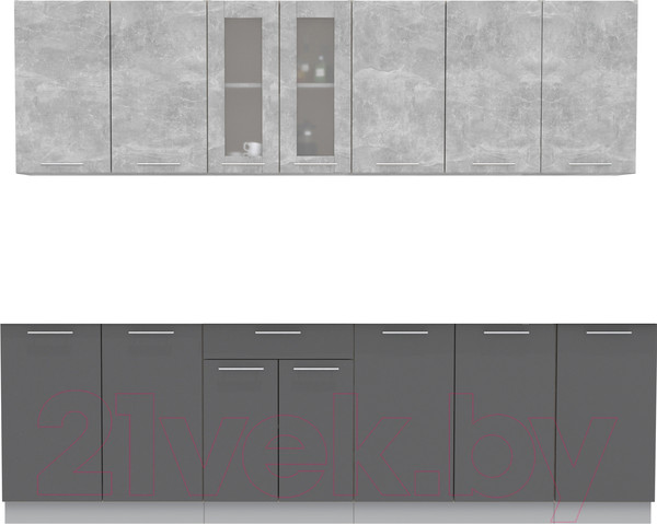 Изображение товара Кухонный гарнитур Интерлиния Мила 26 (бетон/антрацит/травертин)