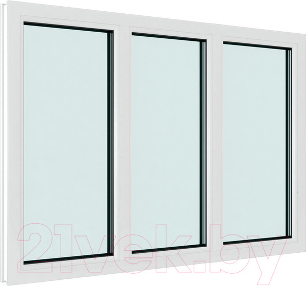 Изображение товара Окно ПВХ Rehau Деленное на 3 части глухое 3 стекла (1250x1850x70)