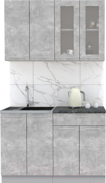 Изображение товара Кухонный гарнитур Интерлиния Мила 12 (бетон/бетон/кастилло темный)