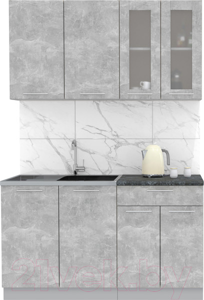 Изображение товара Кухонный гарнитур Интерлиния Мила 14 (бетон/бетон/кастилло темный)