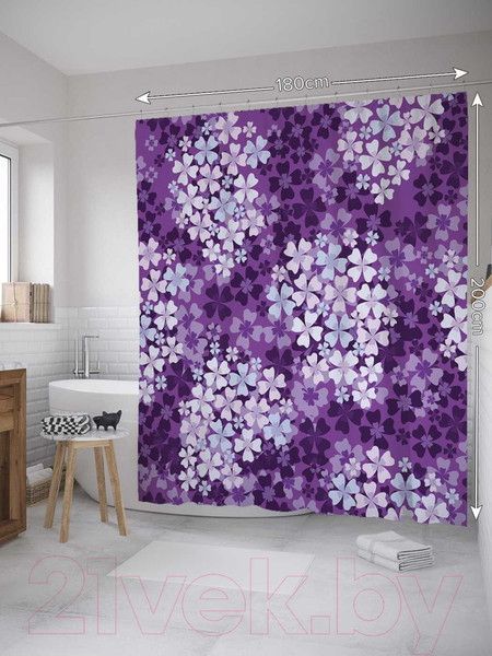 Изображение товара Шторка-занавеска для ванны JoyArty Яркая сирень / sc_11400