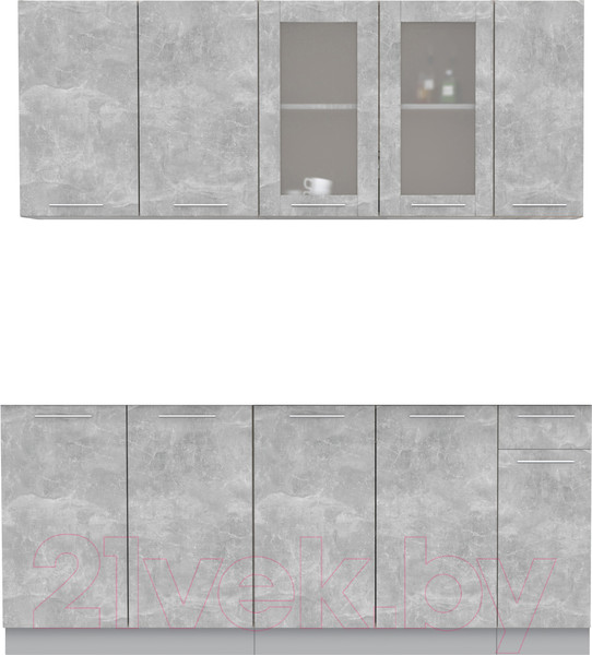 Изображение товара Кухонный гарнитур Интерлиния Мила 19 (бетон/бетон/кастилло темный)
