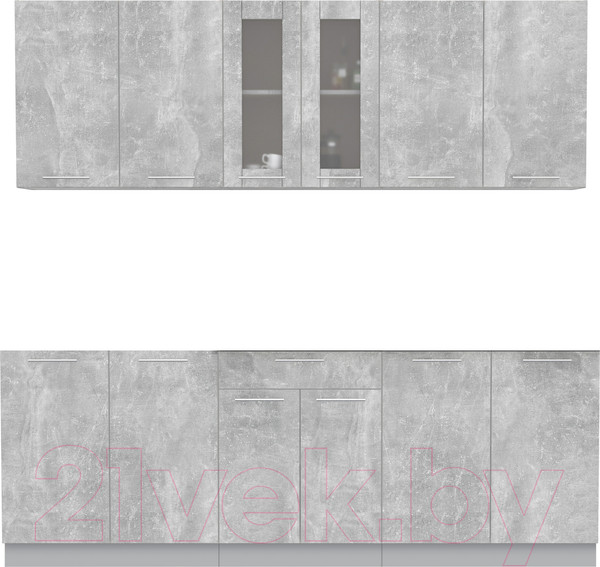 Изображение товара Кухонный гарнитур Интерлиния Мила 22 (бетон/бетон/кастилло темный)