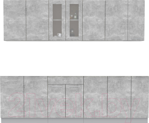 Изображение товара Кухонный гарнитур Интерлиния Мила 25 (бетон/бетон/кастилло темный)
