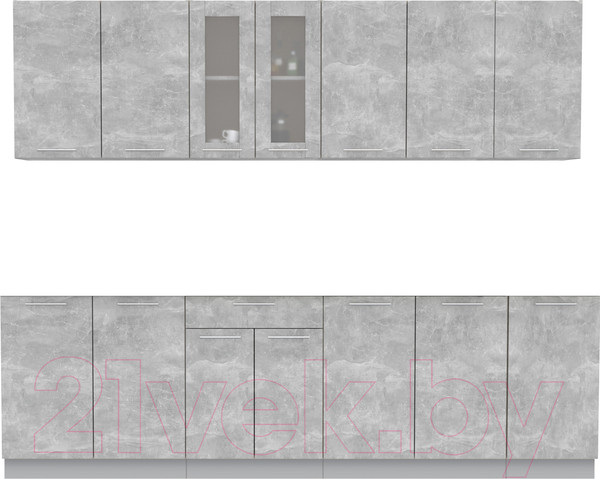 Изображение товара Кухонный гарнитур Интерлиния Мила 26 (бетон/бетон/кастилло темный)