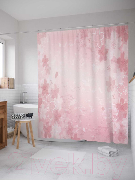 Изображение товара Шторка-занавеска для ванны JoyArty Вьющиеся цветки / sc_14309