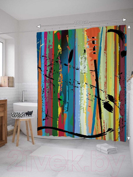 Изображение товара Шторка-занавеска для ванны JoyArty Красочное проявление / sc_21399