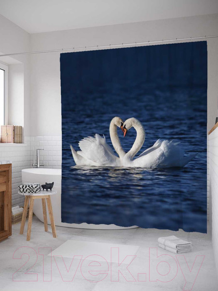 Изображение товара Шторка-занавеска для ванны JoyArty Любовь лебедей / sc_79748