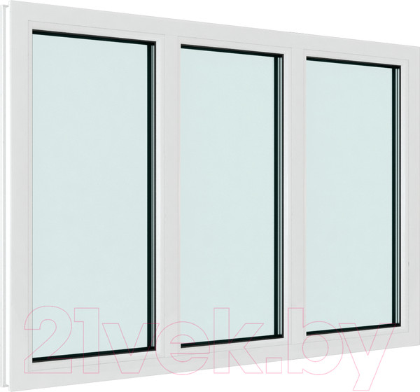 Изображение товара Окно ПВХ Brusbox Деленное на 3 части глухое 3 стекла (1450x2050x70)