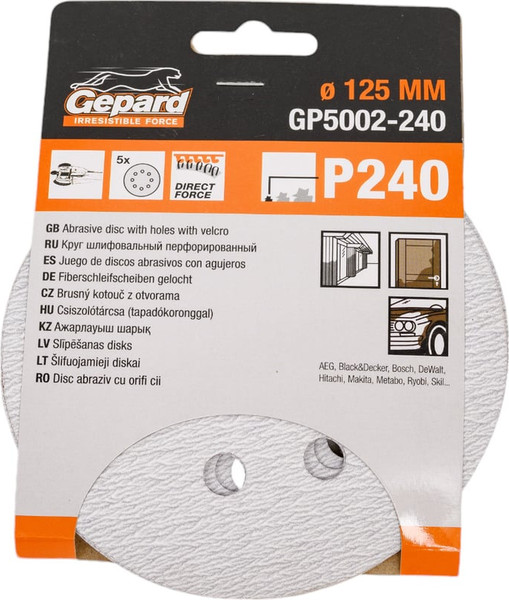 Изображение товара Набор шлифлистов Gepard GP5002-240  (5шт)