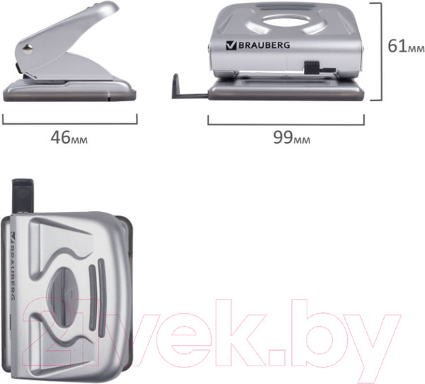 Изображение товара Дырокол Brauberg Metallic / 224339 (серебристый)