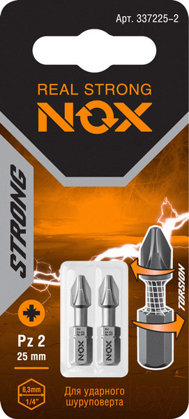 Изображение товара Набор бит Nox Strong Torsion C6.3 Pz2-25 / 337225-2 (2шт)