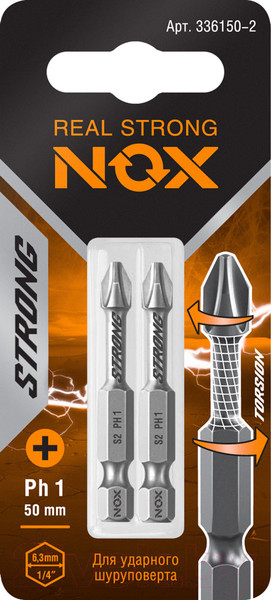 Изображение товара Набор бит Nox Strong Torsion E6.3 Ph1-50 / 336150-2 (2шт)