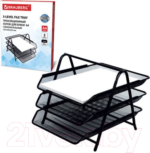 Изображение товара Лоток для бумаг Brauberg Germanium / 231952 (черный)