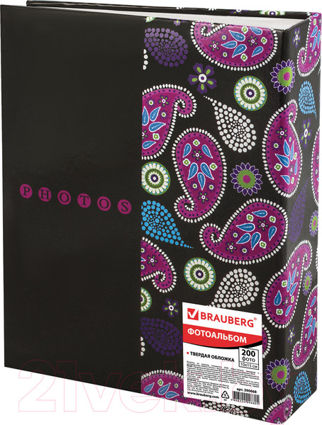 Изображение товара Фотоальбом Brauberg Пейсли / 390668 (черный/розовый)