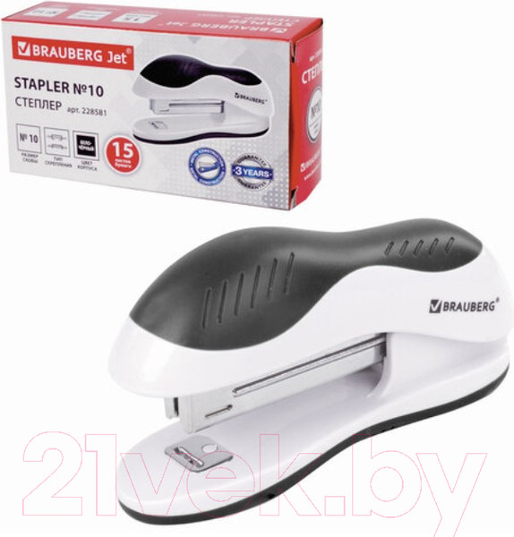 Изображение товара Степлер Brauberg Jet / 228581 (белый/черный)