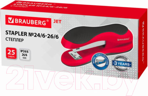 Изображение товара Степлер Brauberg Jet / 229688 (красный/черный)