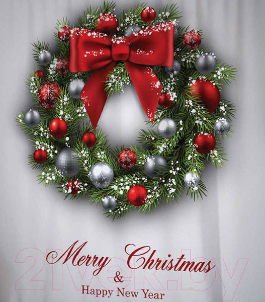 Изображение товара Шторка-занавеска для ванны JoyArty Новогодний венок / sc_47821599