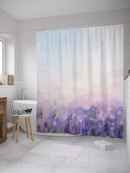 Изображение товара Шторка-занавеска для ванны JoyArty Сиреневые цветы / sc_39833