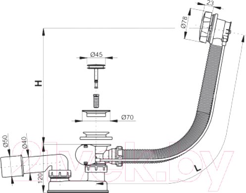 Изображение товара Сифон Alcadrain A55K-BL-01