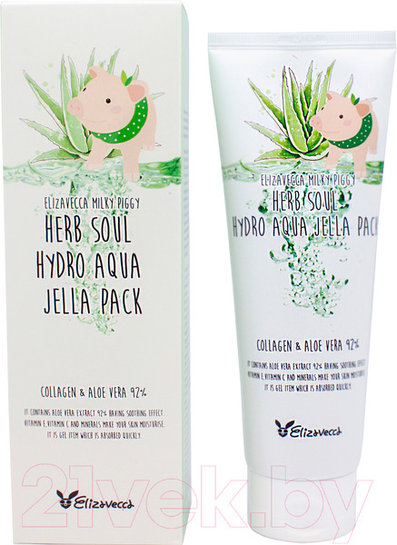 Изображение товара Маска для лица кремовая Elizavecca Herb Soul Hydro Aqua Jella Pack с алоэ и коллагеном (250мл)
